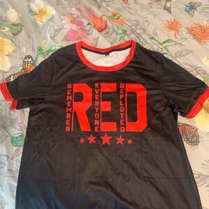 Remember Everyone Deployed RED Short Sleeve Tee - Military pride